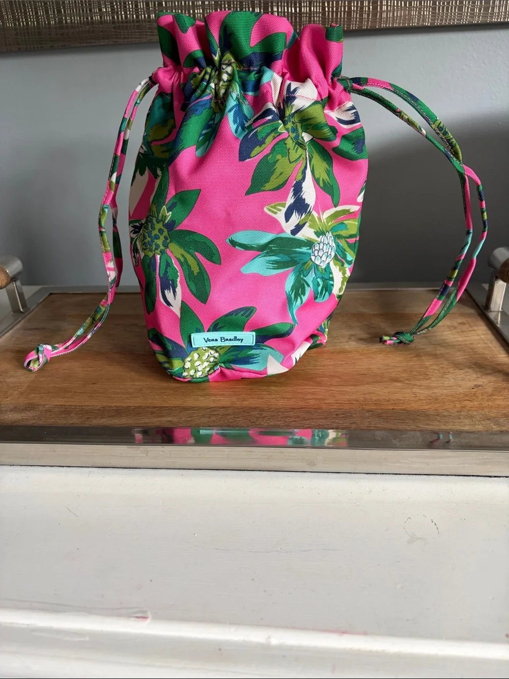 Vera Bradley Pink & Green Floral Quilted Cosmetic Travel Bag Set